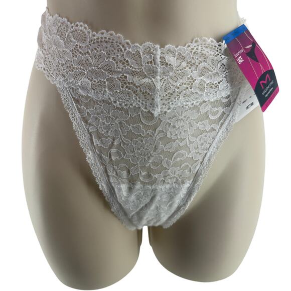 Maidenform Sexy Must Have Sheer Lace Thong Underwear Dmeslt White XL / 8 - Picture 1 of 6